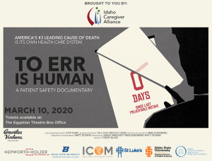 Media flyer for To Err is Human Boise showing