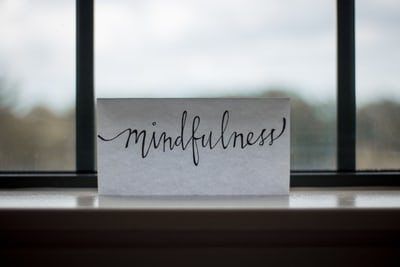 Mindfulness written on a piece of paper.