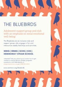 Bluebird support group flyer.