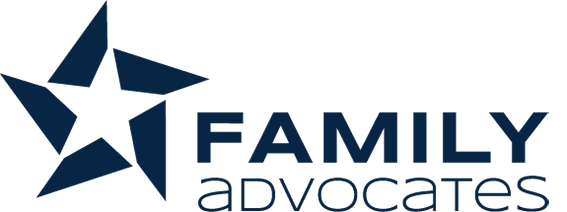 Blue star with the words "family advocates"