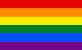 Red, Orange, Yellow, Green, Blue, Purple striped flag